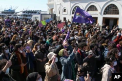 Hükümetin İstanbul Sözleşmesi'nden çekilme kararı İstanbul'da protesto edildi, 27 Mart 2021.