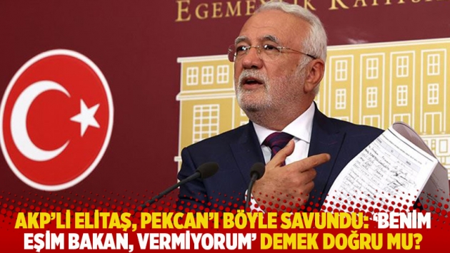 AKP'li Elitaş, Pekcan'ı böyle savundu: 'Benim eşim bakan, vermiyorum' demek doğru mu?