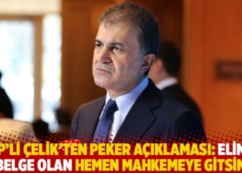 AKP’li Çelik’ten Peker açıklaması: Elinde belge olan hemen mahkemeye gitsin
