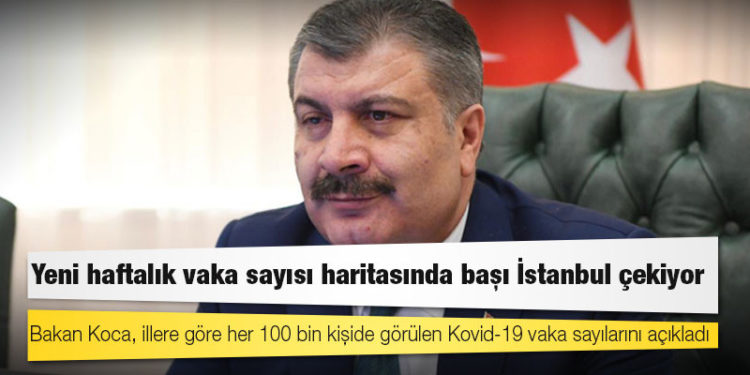 Bakan Koca, illere göre her 100 bin kişide görülen Kovid-19 vaka sayılarını açıkladı