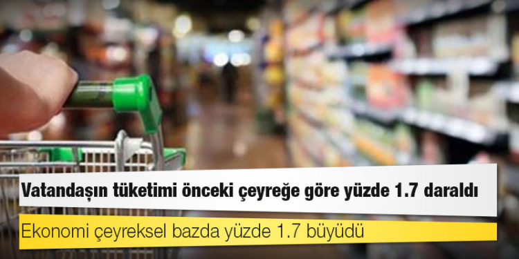 Büyümenin öbür yüzü: Vatandaşın tüketimi önceki çeyreğe göre yüzde 1.7 daraldı; ekonomi çeyreksel bazda yüzde 1.7 büyüdü