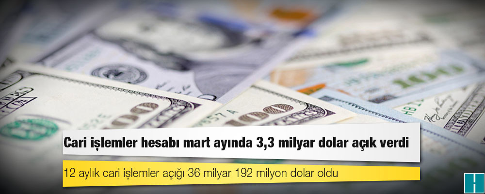 Cari işlemler hesabı mart ayında 3,3 milyar dolar açık verdi