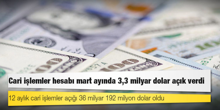 Cari işlemler hesabı mart ayında 3,3 milyar dolar açık verdi