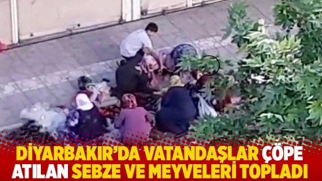 Diyarbakır'da vatandaşlar çöpe atılan sebze ve meyveleri topladı