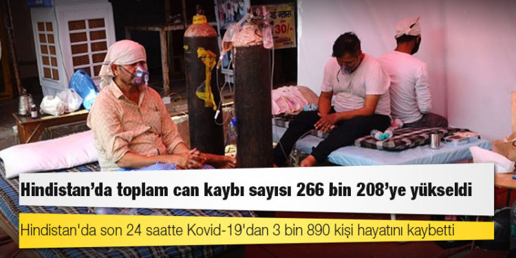 Hindistan'da Kovid-19 nedeniyle ölenlerin sayısı 266 bin 208'ye yükseldi