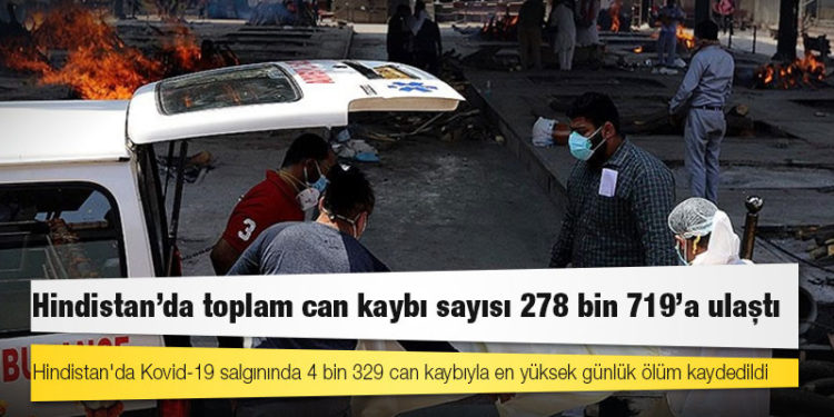 Hindistan'da Kovid-19 nedeniyle ölenlerin sayısı 278 bin 719'a yükseldi