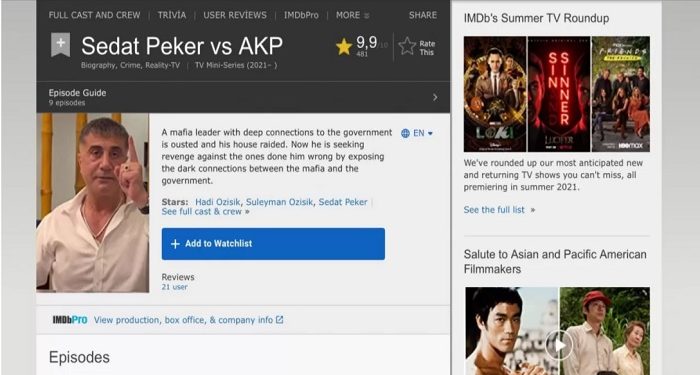 Sedat Peker’in videoları IMDb’ye girdi