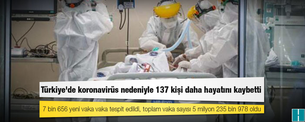 Türkiye'de koronavirüs nedeniyle 137 kişi daha hayatını kaybetti: 7 bin 656 yeni vaka vaka tespit edildi, toplam vaka sayısı 5 milyon 235 bin 978 oldu