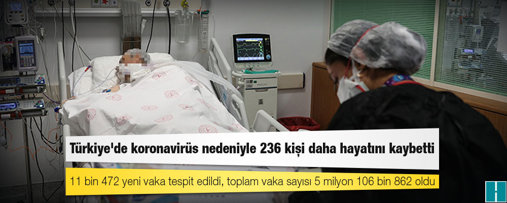 Türkiye'de koronavirüs nedeniyle 236 kişi daha hayatını kaybetti: 11 bin 472 yeni vaka tespit edildi, toplam vaka sayısı 5 milyon 106 bin 862 oldu