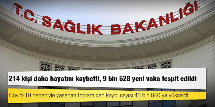 Türkiye'de Koronavirüs: 214 kişi daha hayatını kaybetti, 9 bin 528 yeni vaka tespit edildi