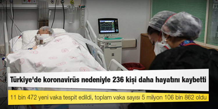 Türkiye'de koronavirüs nedeniyle 236 kişi daha hayatını kaybetti: 11 bin 472 yeni vaka tespit edildi, toplam vaka sayısı 5 milyon 106 bin 862 oldu