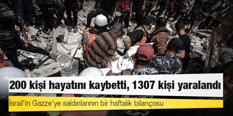 İsrail'in Gazze'ye saldırılarının bir haftalık bilançosu: 200 kişi hayatını kaybetti, 1307 kişi yaralandı