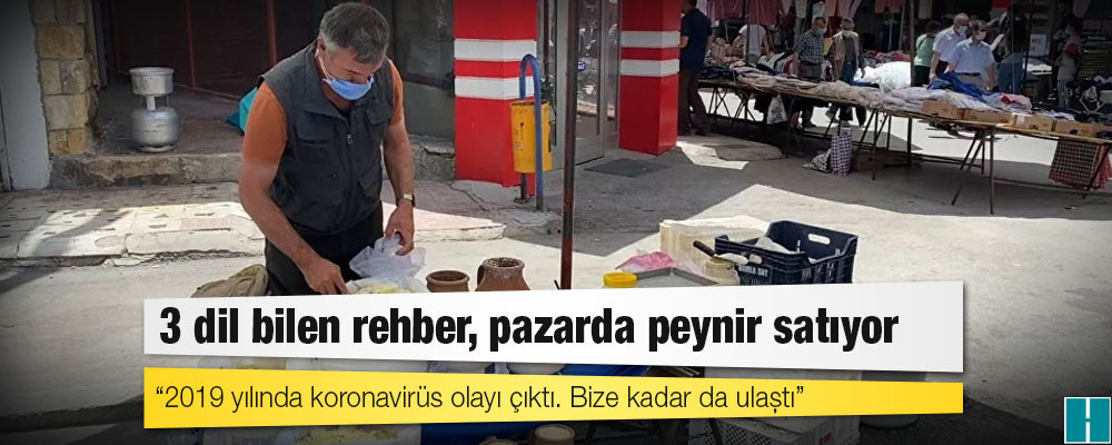 3 dil bilen rehber, pazarda peynir satıyor