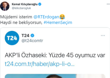 AKP’li Özhaseki, ‘Oyumuz yüzde 45’ deyince Kılıçdaroğlu seçim çağrısı yaptı: Hadi o zaman!