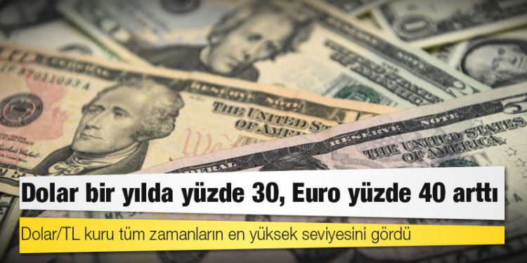 Dolar bir yılda yüzde 30, Euro yüzde 40 arttı