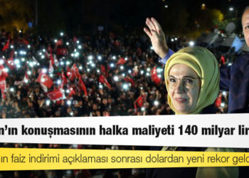 Erdoğan’ın konuşmasının halka maliyeti 140 milyar lira oldu