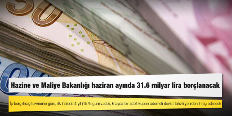 Hazine ve Maliye Bakanlığı haziran ayında 31.6 milyar lira borçlanacak