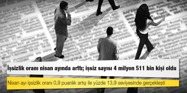 TÜİK açıkladı: İşsizlik oranı nisan ayında arttı; işsiz sayısı 4 milyon 511 bin kişi oldu