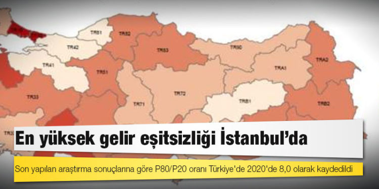 TÜİK'in Gelir ve Yaşam Koşulları Araştırması Bölgesel Sonuçları'na göre, en yüksek gelir eşitsizliği İstanbul'da