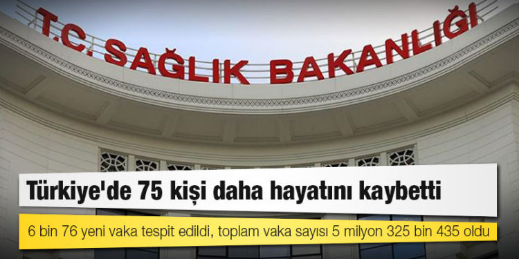 Türkiye'de koronavirüs nedeniyle 75 kişi daha hayatını kaybetti: 6 bin 76 yeni vaka tespit edildi, toplam vaka sayısı 5 milyon 325 bin 435 oldu