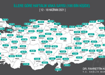 İllere göre haftalık vaka sayısını gösteren harita güncellendi