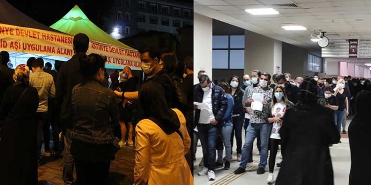 İstanbul'da aşı kuyruğu akşam da devam etti