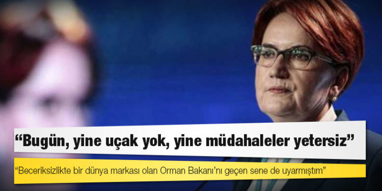 Akşener: Beceriksizlikte bir dünya markası olan Orman Bakanı’nı geçen sene de uyarmıştım; bugün, yine uçak yok, yine müdahaleler yetersiz