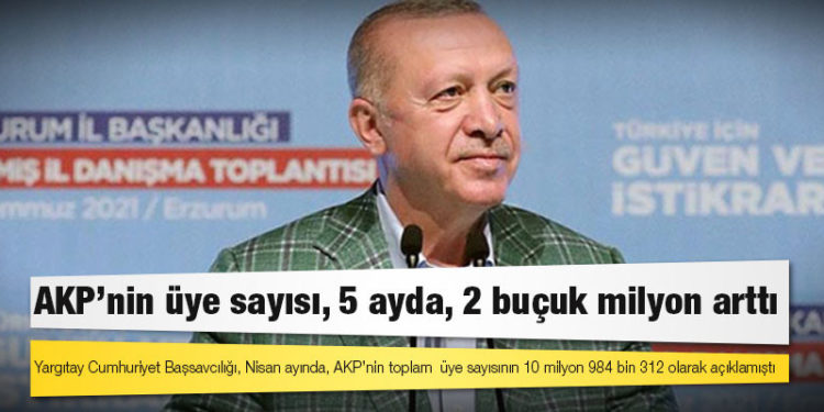 Cumhurbaşkanı Erdoğan açıkladı; AKP'nin üye sayısı, 5 ayda, 2 buçuk milyon arttı