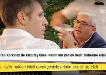 "Sezgin Baran Korkmaz ile Yargıtay üyesi Nemli'nin yemek yedi" haberine erişim engeli