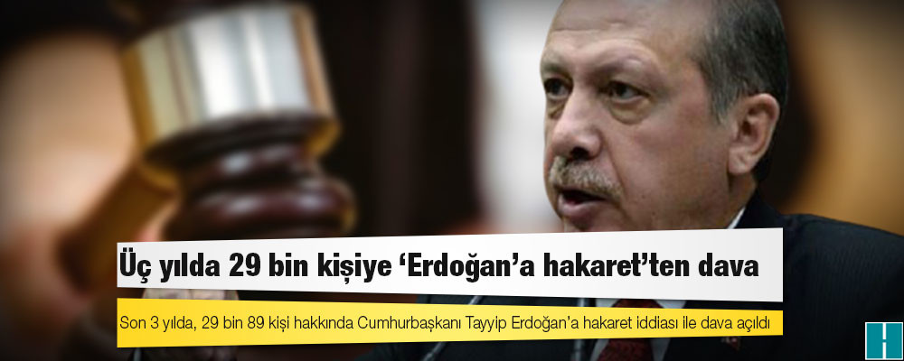 Son 3 yılda, 29 bin 89 kişi hakkında Cumhurbaşkanı Tayyip Erdoğan’a hakaret iddiası ile dava açıldı