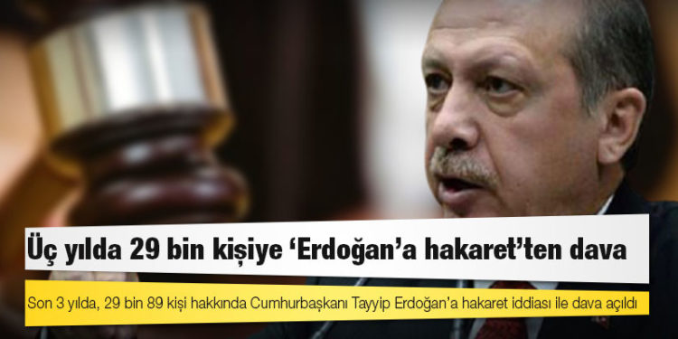 Son 3 yılda, 29 bin 89 kişi hakkında Cumhurbaşkanı Tayyip Erdoğan’a hakaret iddiası ile dava açıldı