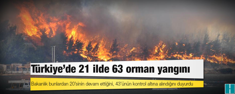 Türkiye'de 21 ilde 63 orman yangını