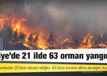 Türkiye'de 21 ilde 63 orman yangını