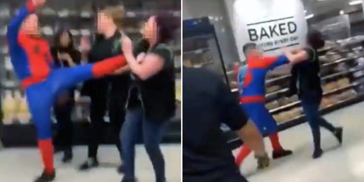 'Örümcek adam' marketi birbirine kattı, önüne gelene saldırdı: 5 gözaltı