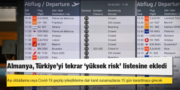 Almanya, Türkiye’yi tekrar ‘yüksek risk’ listesine ekledi