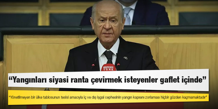 Bahçeli: Yönetilmeyen bir ülke tablosunun tesisi amacıyla iç ve dış işgal cephesinin yangın kapısını zorlaması hiçbir gözden kaçmamaktadır
