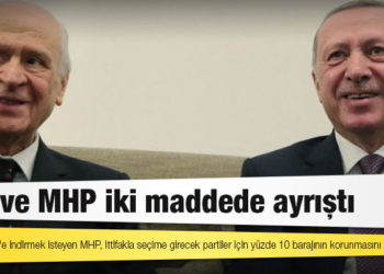 Barajı yüzde 5'e indirmek isteyen MHP, ittifakla seçime girecek partiler için yüzde 10 barajının korunmasını öneriyor
