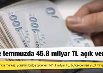 Bütçe temmuzda 45.8 milyar TL açık verdi