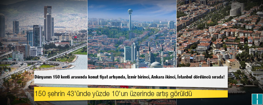 Dünyanın 150 kenti arasında konut fiyat artışında, İzmir birinci, Ankara ikinci, İstanbul dördüncü sırada!