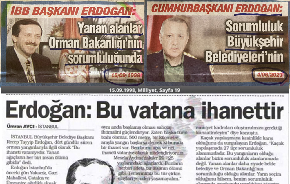 Erdoğan’ın 1998’deki demeci: Yanan alanlar, Orman Bakanlığı’nın sorumluluğundadır!