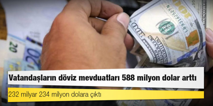 Vatandaşların döviz mevduatları 588 milyon dolar arttı