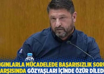 Yangınlarla m&uuml;cadelede başarısızlık sorusu karşısında g&ouml;zyaşları i&ccedil;inde &ouml;z&uuml;r diledi