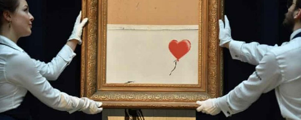 Banksy'nin müzayede sonunda 'parçalanan' eseri yeniden açık artırmayla satılacak