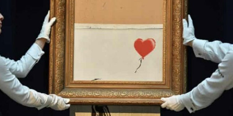 Banksy'nin müzayede sonunda 'parçalanan' eseri yeniden açık artırmayla satılacak