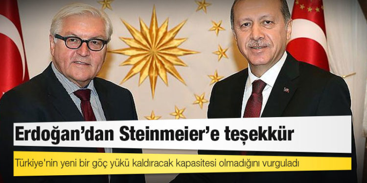 Erdoğan, Almanya Cumhurbaşkanı Steinmeier'le konuştu; Türkiye'nin yeni bir göç yükü kaldıracak kapasitesi olmadığını vurguladı