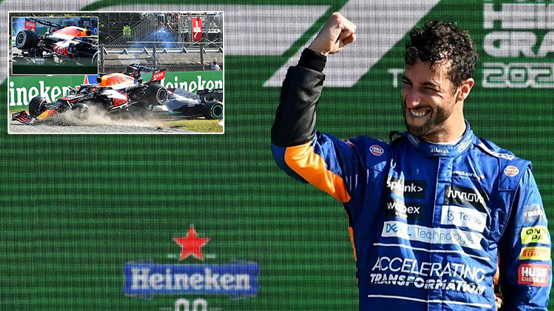 F1 İtalya GP | Verstappen'le Hamilton kaza yaptı; McLaren ve Ricciardo yıllar sonra kazandı