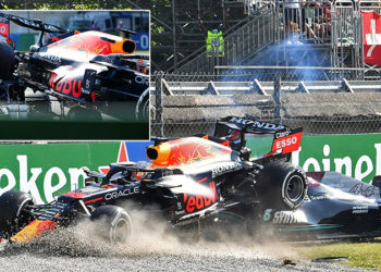 Formula 1'de korkutan kaza: Max Verstappen, Hamilton'ın üstüne çıktı!