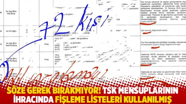 Söze gerek bırakmıyor! TSK mensuplarının ihracında fişleme listeleri kullanılmış