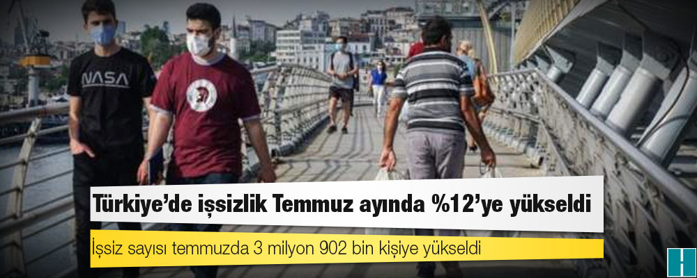 Türkiye'de işsizlik Temmuz ayında %12'ye yükseldi