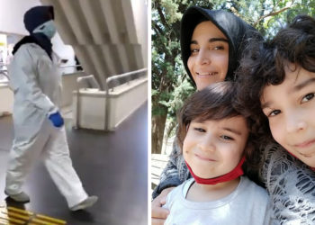 Bu da oldu; Covid’li kadın özel tulumla mahkemeye getirildi, tutuklandı